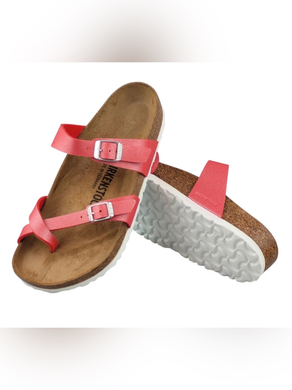 Birkenstock Mayari sandals Birko-Flor poppy red shiny normal W women’s 9 9.5 40 - Picture 4 of 10